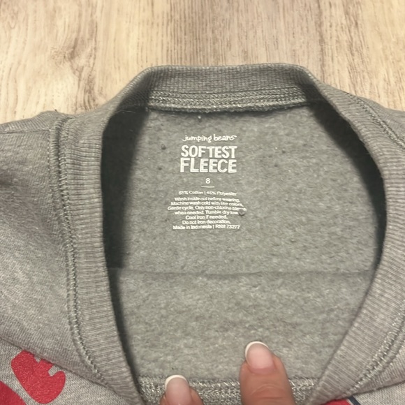 Jumping Beans Boys Santa Christmas Shirt Here For The Cookie 8 NEW Gray - Picture 3 of 3